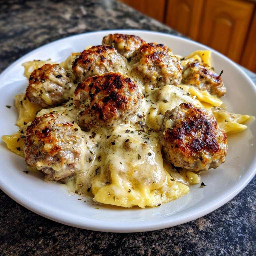 Pierogi and Meatball Skillet Creamy