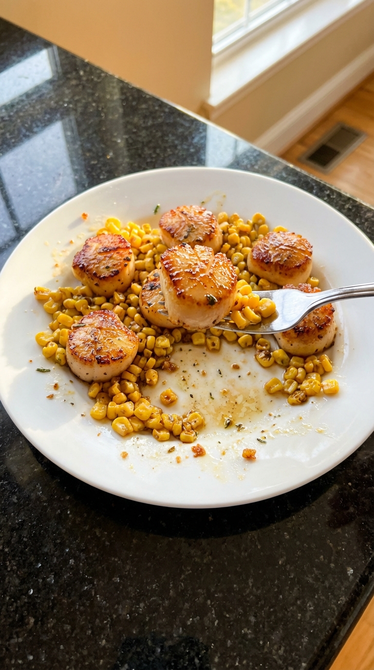Seared Scallops with Roasted Corn