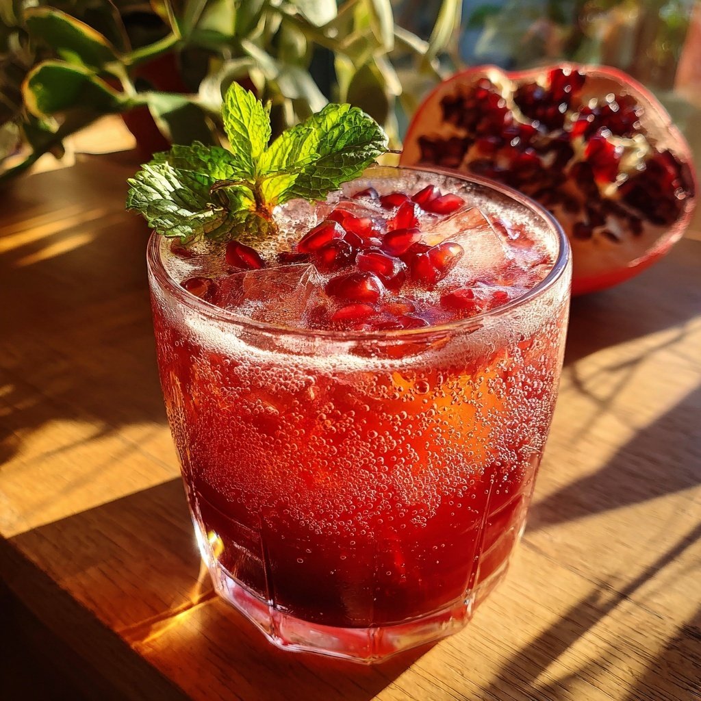 Pomegranate Gin Fizz Cocktail