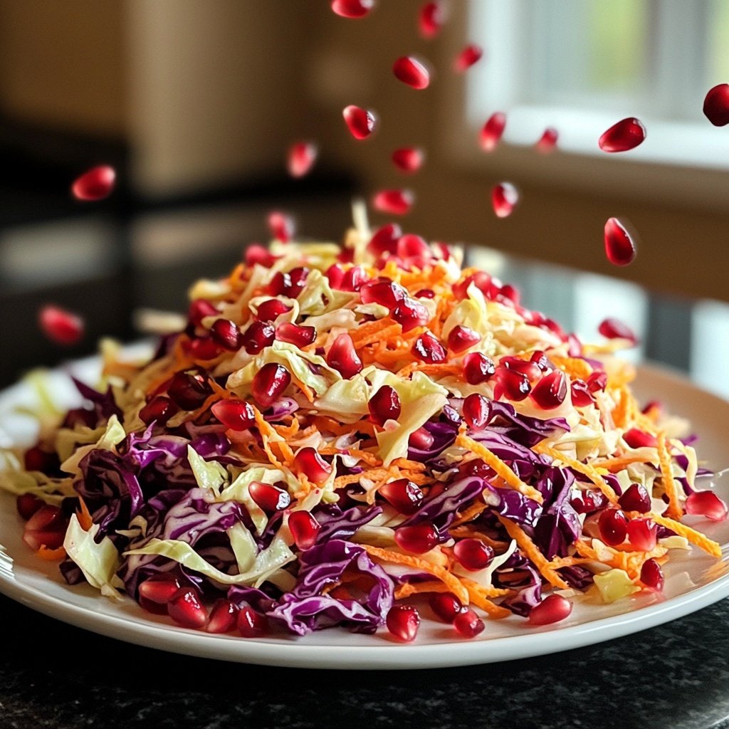 Orange Red Cabbage Salad with Pomegranate Seeds