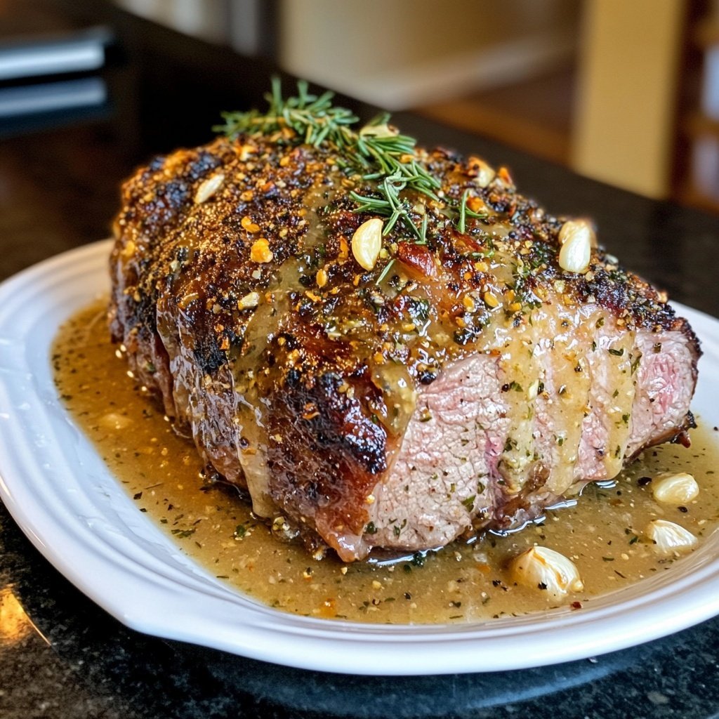 Lamb Shoulder Roast with Roasted Garlic Sauce
