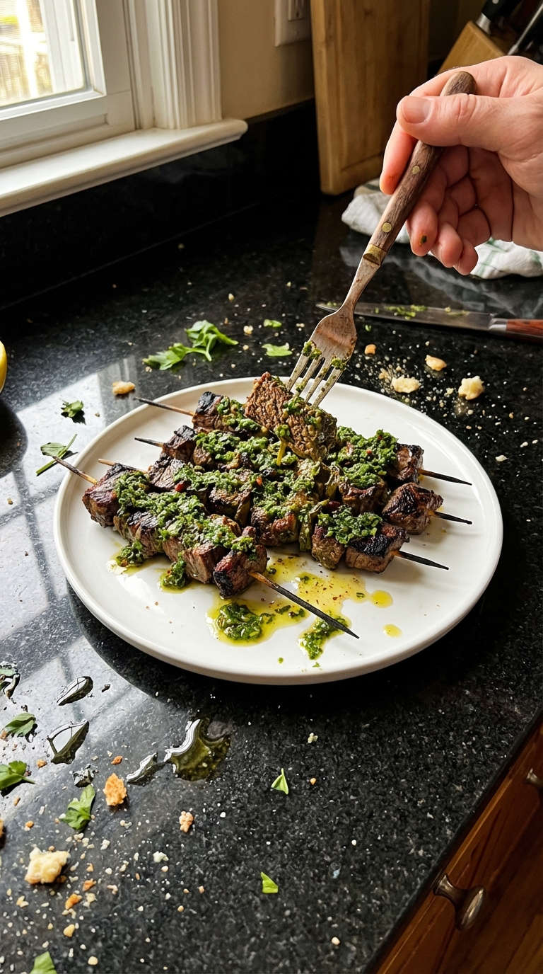 Chimichurri Beef Skewers with Aioli