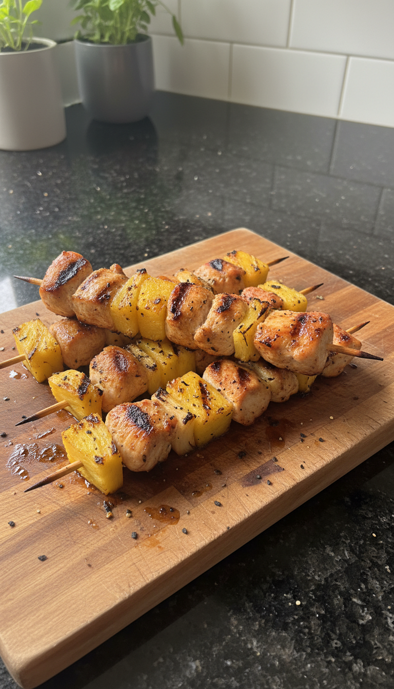 Grilled Chicken and Pineapple Skewers