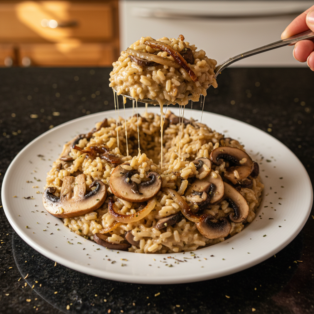 Sautéed Mushroom and Caramelized Onion Risotto