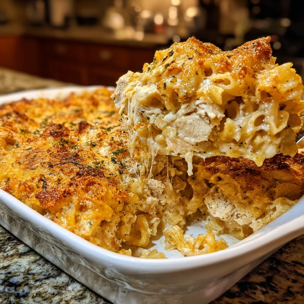 Chicken Alfredo Noodle Bake
