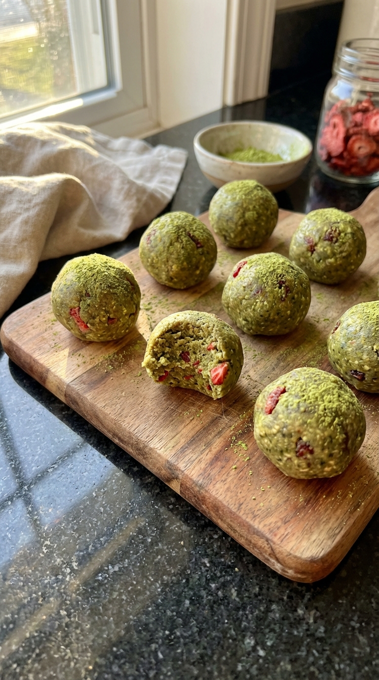 Matcha Strawberry Energy Balls
